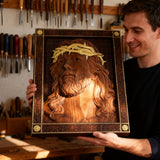 ✝️ Hand-Carved Jesus Thorn Crown Wood Art: A Christian Symbol of Redemption & Grace