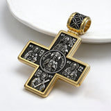 Double-Sided S925K Sterling Silver Sacred Heart and Saint Cross Pendant—Your Daily Spiritual Companion