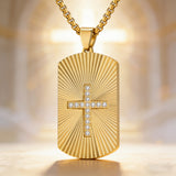 Sparkling Cross Pendant Necklace | Diamond-Set Stainless Steel Jewelry