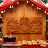 Trinity of Grace” Hand-Carved Jesus & Holy Spirit Wood Wall Art – 22.75