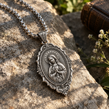 Virgin Mary Prayer Medal Necklace – S925 Sterling Silver Catholic Pendant
