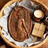 Native American Woman Wood Carving - Hand-Carved Solid Wood Art - Indigenous Home Decor