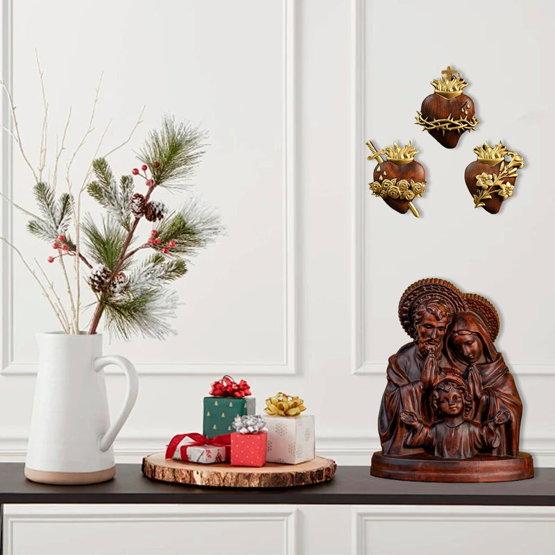 Holy Family Round Wooden Tabletop Ornament