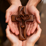 50% Off Today!Interwoven Hearts Wood Cross - A God-Centered Symbol for Marriage & Anniversaries
