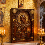 Our Lady of Sorrows Wooden Wall Decor - Our Lady of the Seven Arrows Softens the Heart of Evil