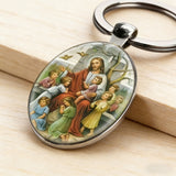 Jesus and the Children Oval Keychain: A Symbol of Love and Innocence