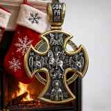 Double-sided S925k silver pendant depicting the Passion of Christ and St. George slaying the dragon.