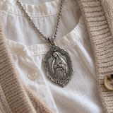 S925 Sterling Silver Our Lady of Guadalupe Prayer Pendant Necklace – Catholic Virgin Mary Medal