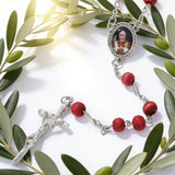 6MM Vatican Leo XIV Red Wood Bead Rosary