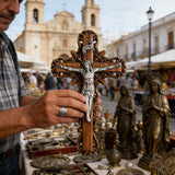Silver painted version Ash wood Crucifix ，Jesus Christ, wooden Cross gift of love
