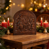 Natural Beech Nativity Scene Wood Carving Plaque: The Heart of Christmas in Handcrafted Wood