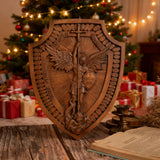 Guardian Michael Wood Carving - Handcrafted Spiritual Shield & Heirloom Gift