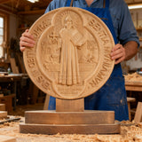 St. Benedict Double-Sided Wooden Desk Plaque: A Christian Symbol of Protection & Faith