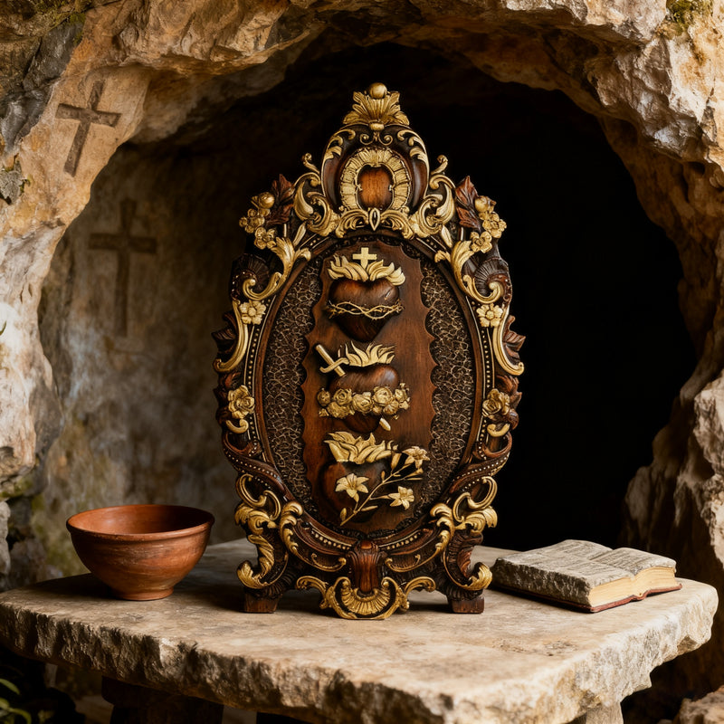 Drei heilige Herzen der Heiligen Familie Wand hängende Kunst arbeit Personal isierte religiöse Geschenk Holz dekor