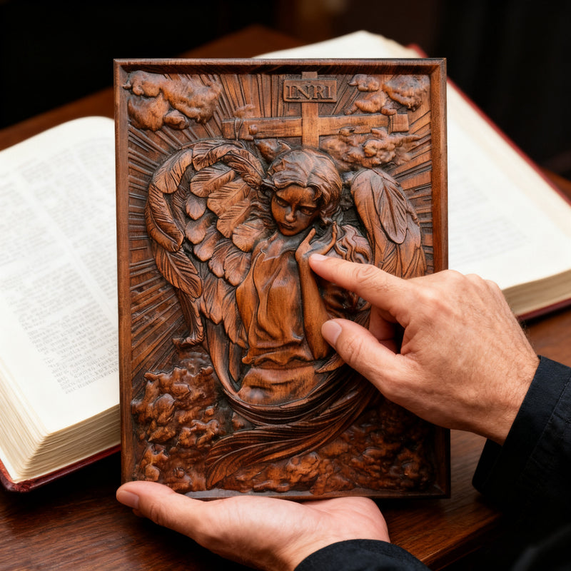 🌟 Archangel Chamuel Wood Carving – Angel of Peaceful Relationships 🌟