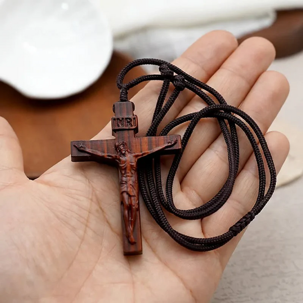 Jesus Wooden Crucifix Necklace: His Coming is a Tender Promise of Eternal Protection ✝️