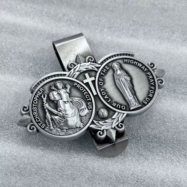 St. Christopher's Virgin Mary bless us with a safe journey car visor clips