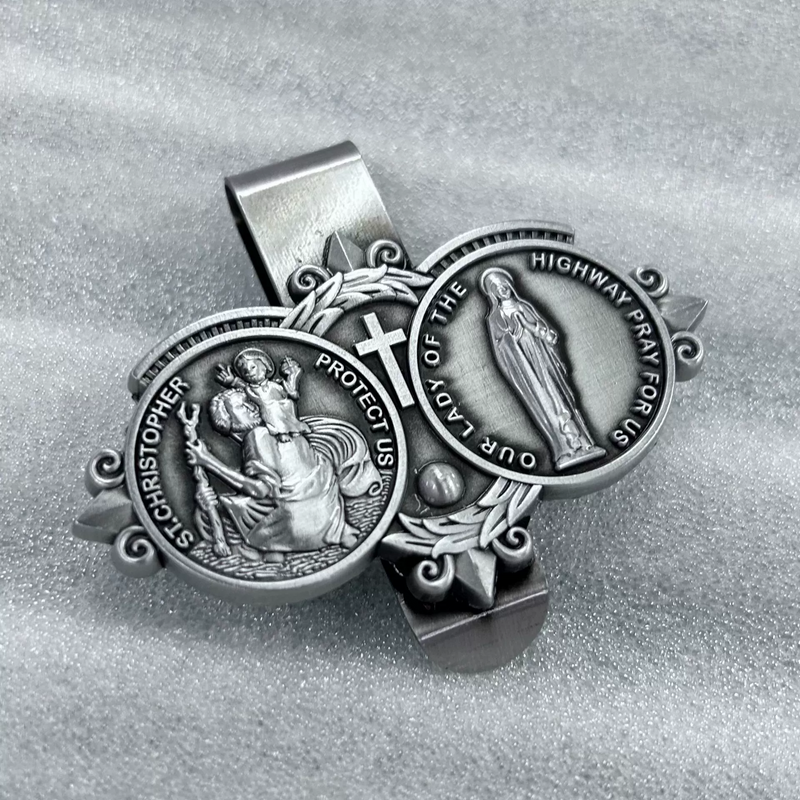 St. Christopher's Virgin Mary bless us with a safe journey car visor clips