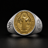 Saint Benedict Medal Stainless Steel Cross Ring