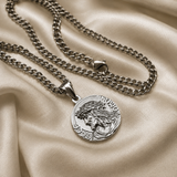 Jesus Thorn Crown Coin Necklace, 316L Titanium Steel Men Pendant