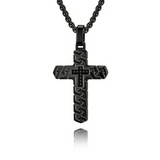 Retro Braided Texture Inlaid Zircon Cross Pendant Necklace