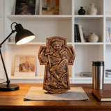 Archangel Michael Hand-Carved Ashwood Cross Plaque