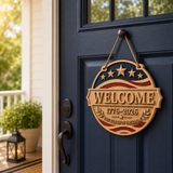 U.S. Founding 250th Anniversary Patriotic Wooden Welcome Door Sign: WELCOME · 1776–2026 · 250 YEARS OF FREEDOM
