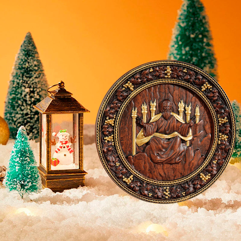 Universal God Round Wooden Carving Wall Decoration