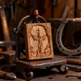 Square Archangel Michael Wooden Pendant