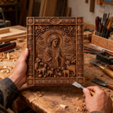 The Good Shepherd Beechwood Icon – Hand-Carved Christian Home Decor | Christ the Shepherd Wall Art
