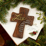 Ornate "Love" "Faith" "Hope" Wooden Cross, Solid Wood Cross