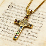 Gemstone St. Benedict Cross Necklace: Wear Protection & Faith With Radiance