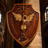 Guardian Michael Wood Carving - Handcrafted Spiritual Shield & Heirloom Gift
