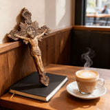 Wood carving of the Cross of the Order of Saint Benedict - with base