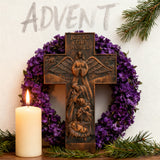 Christmas cross, Nativity cross,Joy to the world wood carving- best Christmas gift