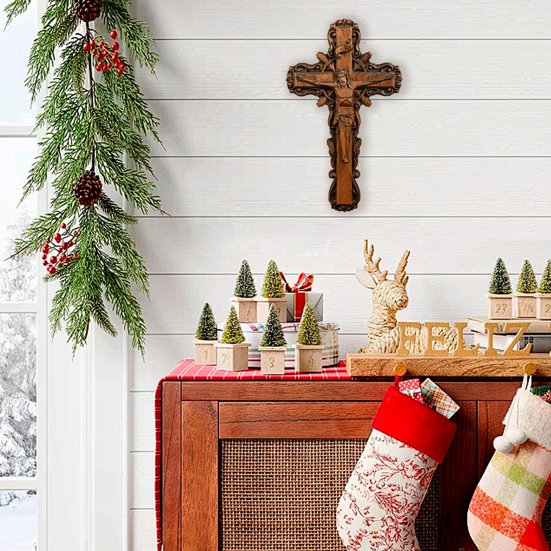 Kruzifix aus Eschenholz, Jesus Christus, hölzernes Kreuz Geschenk der Liebe