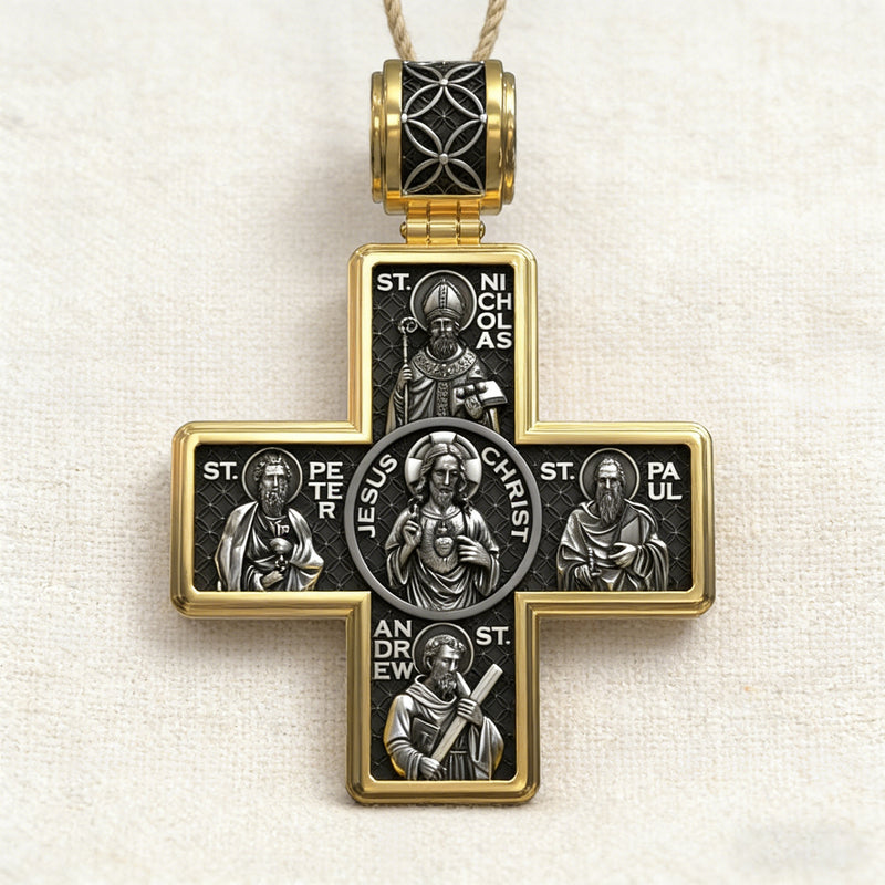 Sacred Heart Double-Sided Cross Pendant