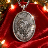 Divine Grace: Jesus Carrying the Cross with Sacred Heart S925 Sterling Silver Pendant Necklace