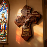 American Eagle Wooden Cross – God Bless America