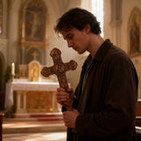 Wooden crucifix of the Virgin, Virgin Mary, Baby Jesus, religious wooden icon, wall crucifix, wall decoration