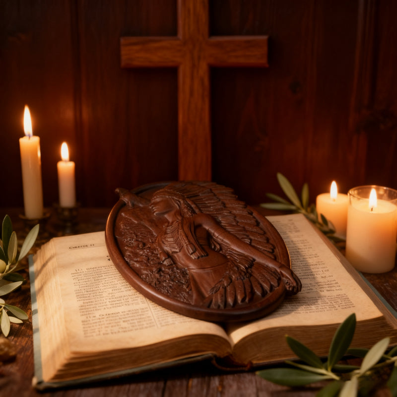 Native American Woman Wood Carving - Hand-Carved Solid Wood Art - Indigenous Home Decor