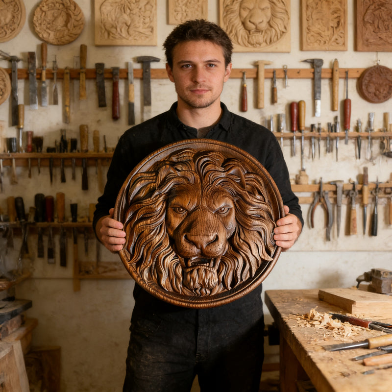 Lion Head Wooden Wall Art: Symbol of Christ the Lion of Judah