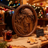 "Jesus with the Crown of Thorns" Beechwood Carved Icon | A Concrete Testimony of Redemption