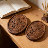 Jesus Crown of Thorns Jesus Inlaid Sacred Heart Crucifix Wooden Sculpture