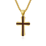Minimalist Wood & Titanium Steel Cross Necklace – Faith, Warmth & Modern Devotion