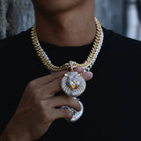 18K Gold Plated Pendant with Bling Cuban Chain Lion King Pendant Necklace for Men, Cubic Zirconia