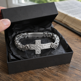 Men’s Vintage Hammered Cross Byzantine Chain Bracelet