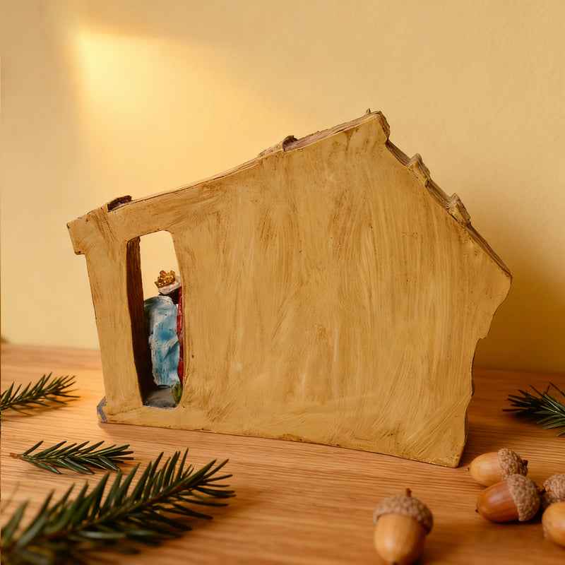 Hand-Painted Nativity Set, Vintage Holy Family Christmas Scene, Resin Manger Statue for Holiday Decor - Emmanuel "God With Us" Christmas Crèche