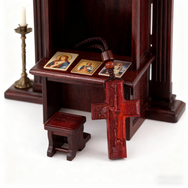 Wooden Savior Cross Necklace