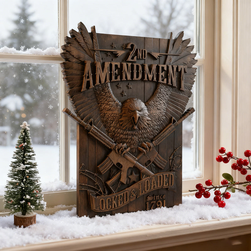 Handcrafted Solid Wood Wall Art - Commemorating the Second Amendment